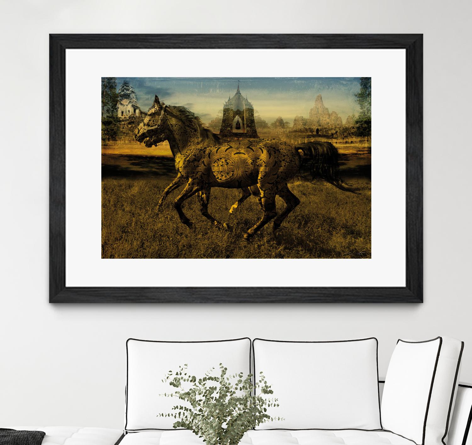 2 Horses by Daniel Stanford on GIANT ART - gold animals exotique