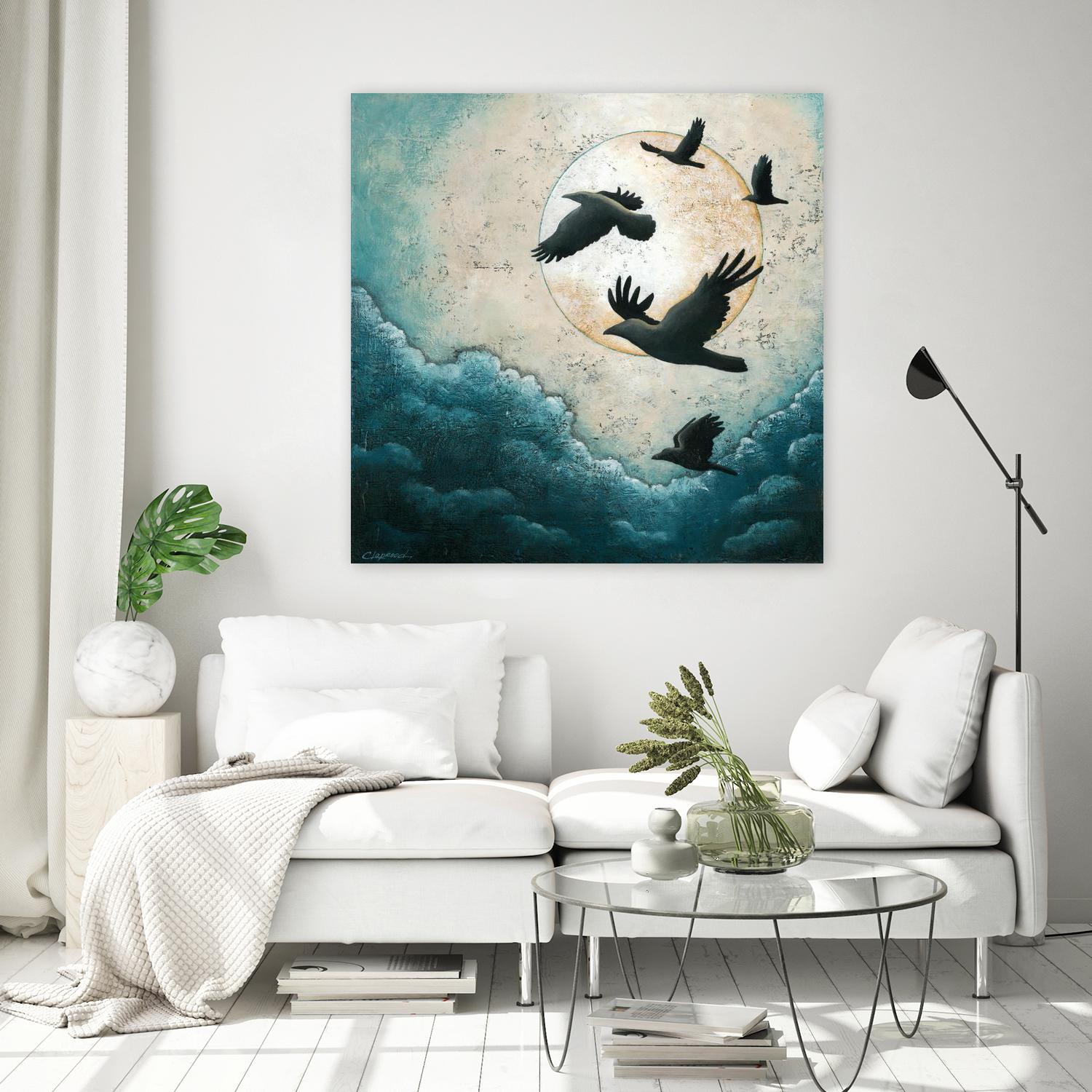 À la quiétude du grand halo by Marie Claprood on GIANT ART - beige animal mouettes