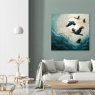 À la quiétude du grand halo by Marie Claprood on GIANT ART - beige animal mouettes