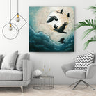 À la quiétude du grand halo by Marie Claprood on GIANT ART - beige animal mouettes