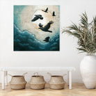 À la quiétude du grand halo by Marie Claprood on GIANT ART - beige animal mouettes