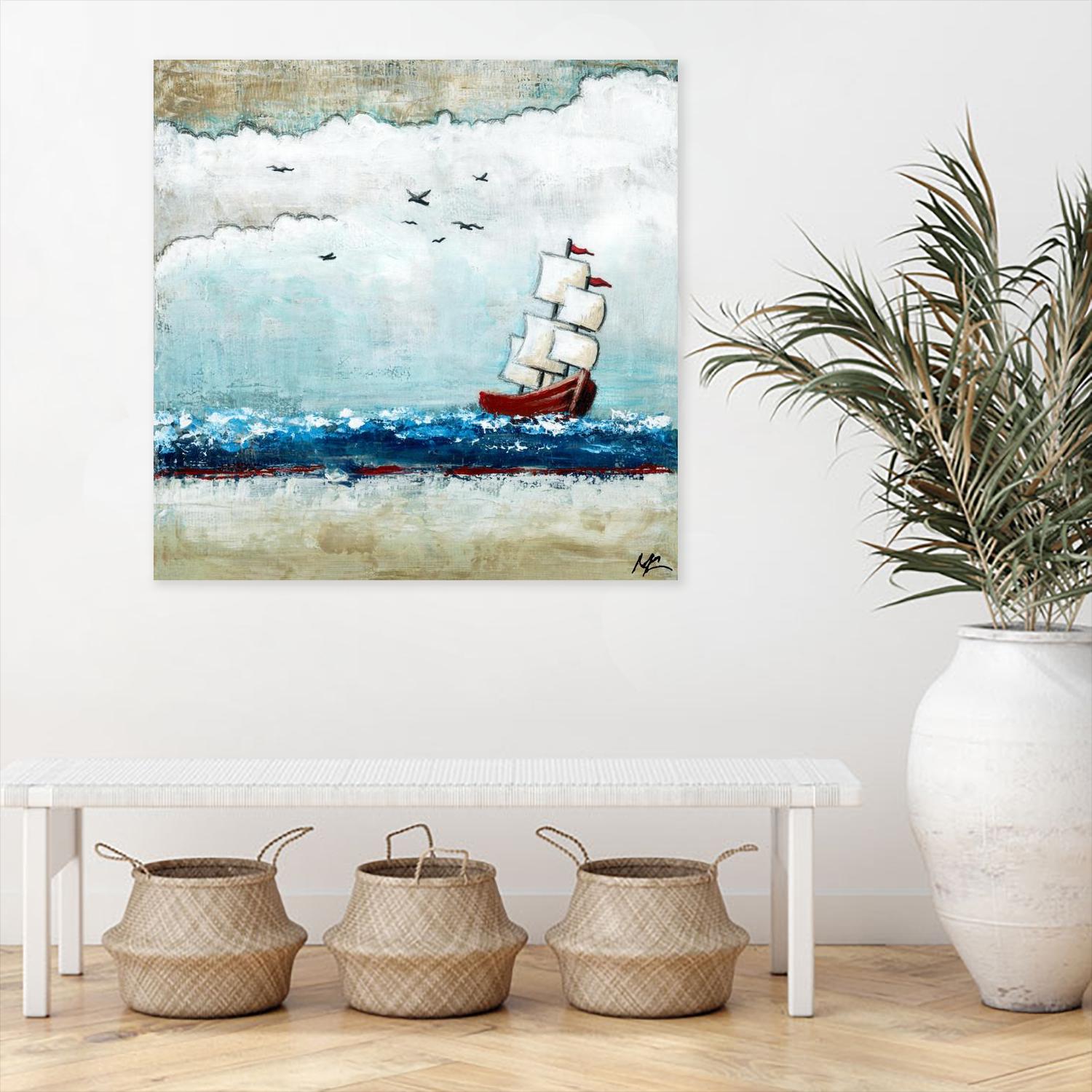 Vents et marées by Marie Claprood on GIANT ART - beige costal ocean