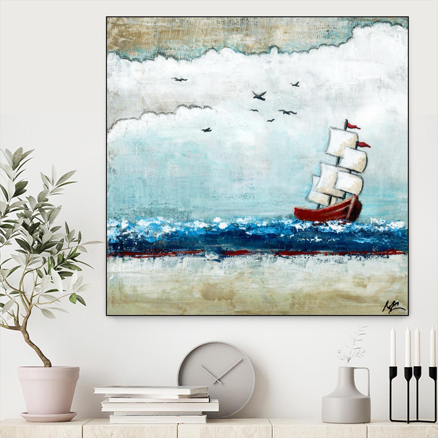 Vents et marées by Marie Claprood on GIANT ART - white sea scene