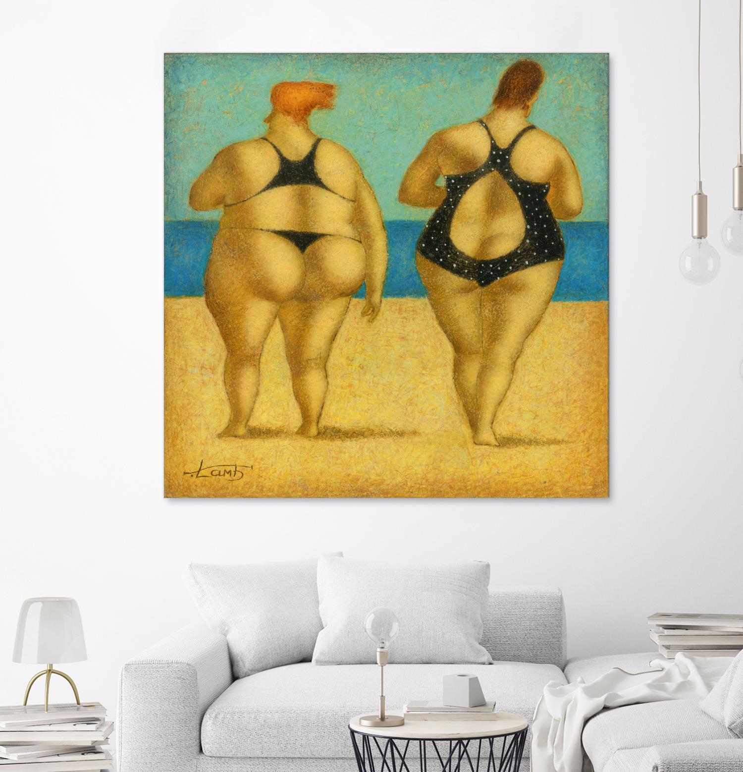 2 on the beach by Steven Lamb on GIANT ART - beige men and women