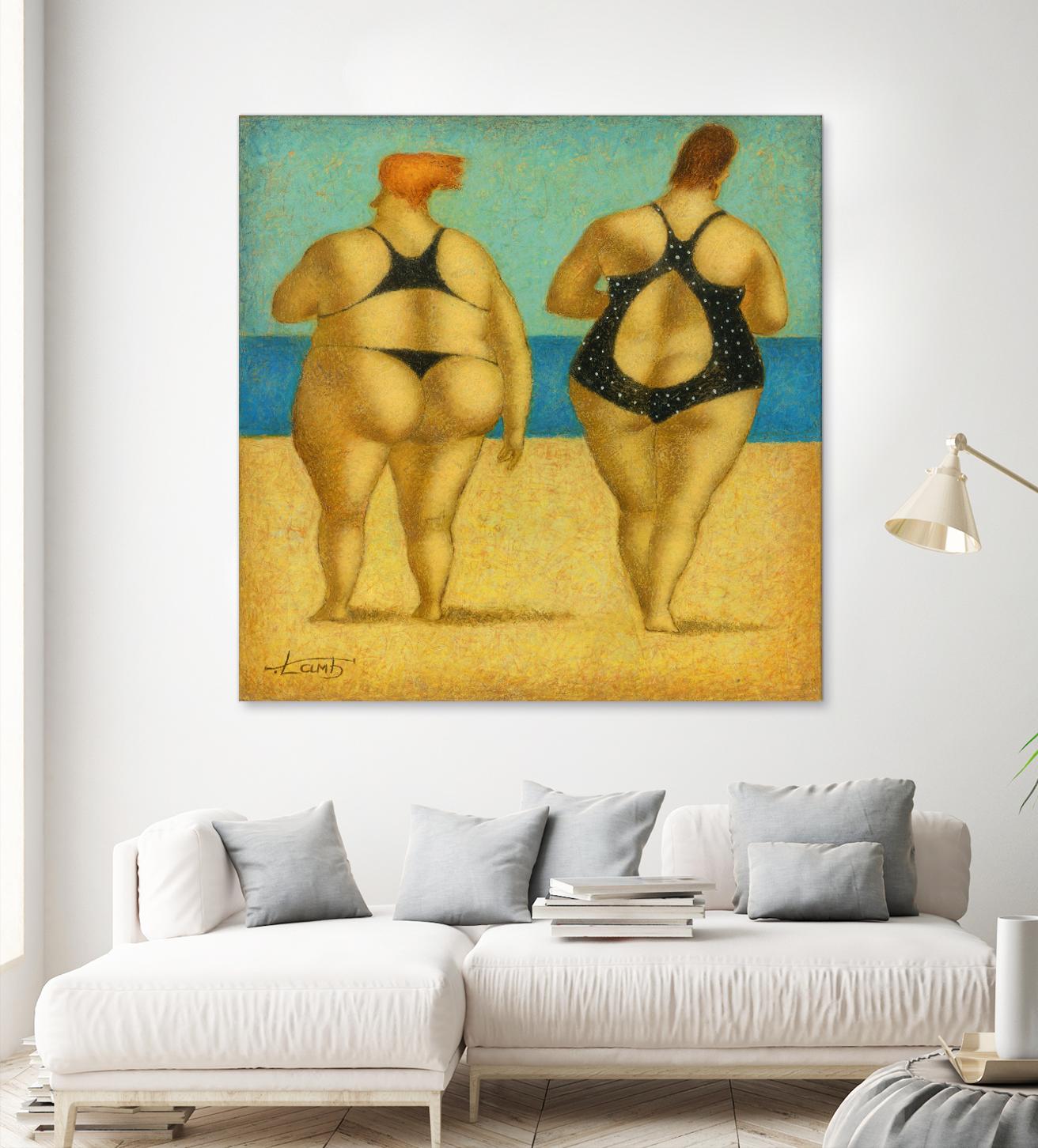 2 on the beach by Steven Lamb on GIANT ART - beige men and women