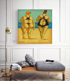 2 on the beach by Steven Lamb on GIANT ART - beige figurative fat women