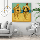 2 on the beach by Steven Lamb on GIANT ART - beige figurative fat women