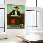 2 in a cafe shop by Steven Lamb on GIANT ART - brown men and women