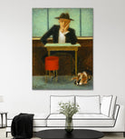 2 in a cafe shop by Steven Lamb on GIANT ART - brown men and women