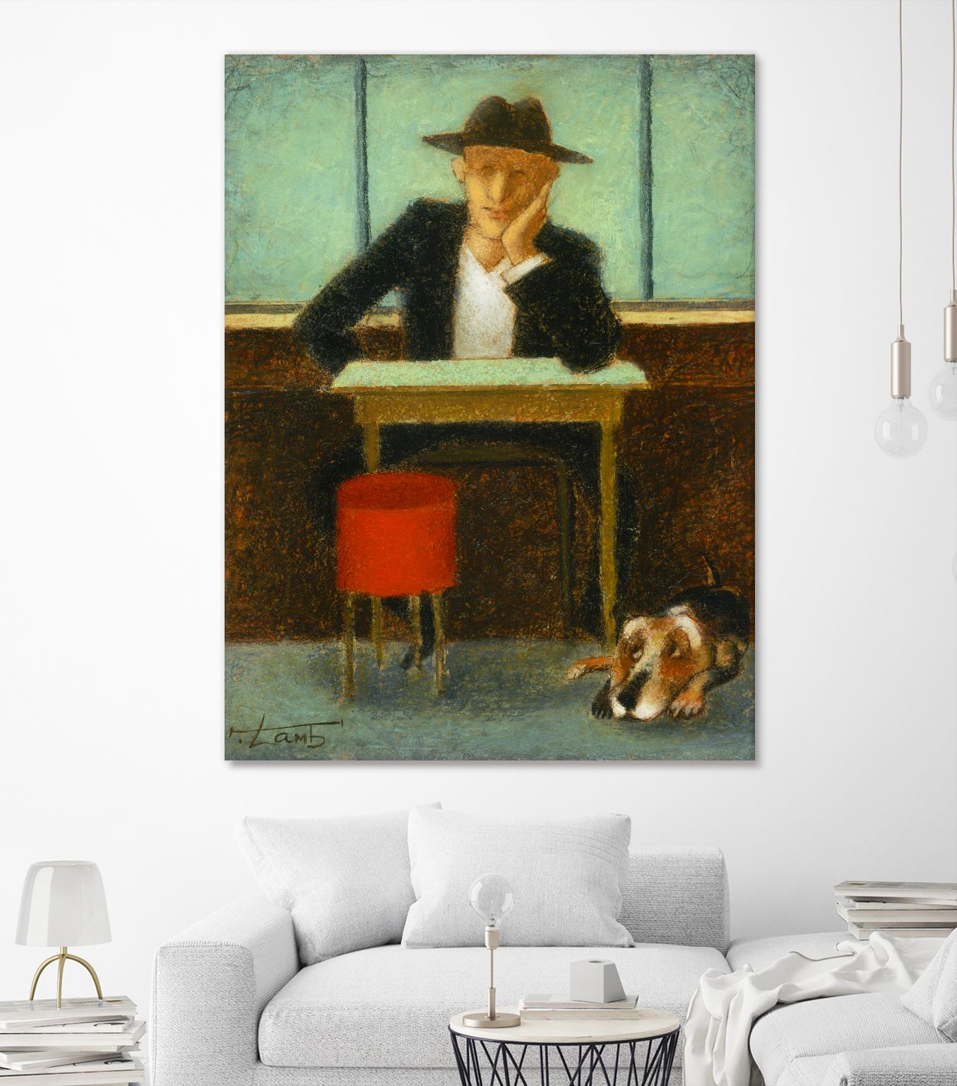 2 in a cafe shop by Steven Lamb on GIANT ART - brown men and women