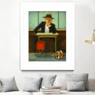 2 in a cafe shop by Steven Lamb on GIANT ART - green figurative homme