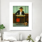 2 in a cafe shop by Steven Lamb on GIANT ART - green figurative homme