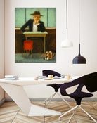 2 in a cafe shop by Steven Lamb on GIANT ART - green figurative homme