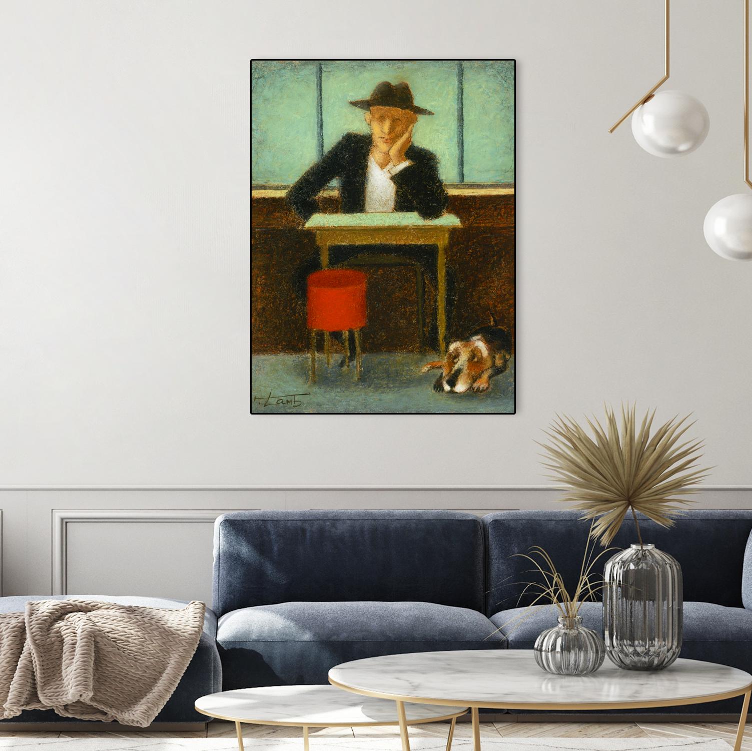 2 in a cafe shop by Steven Lamb on GIANT ART - brown men and women