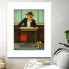 2 in a cafe shop by Steven Lamb on GIANT ART - green figurative homme