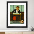 2 in a cafe shop by Steven Lamb on GIANT ART - green figurative homme