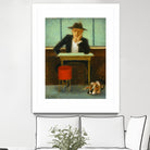 2 in a cafe shop by Steven Lamb on GIANT ART - green figurative homme