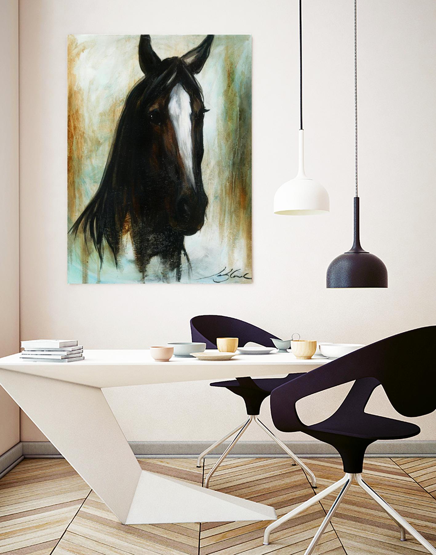 Little Dark Angel by Marie Andrée Leblond on GIANT ART - beige animals horse