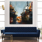2 bateaux by Roland Palmaerts on GIANT ART - grey nautical
