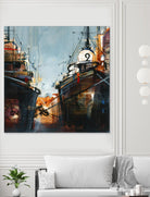 2 bateaux by Roland Palmaerts on GIANT ART - grey nautical