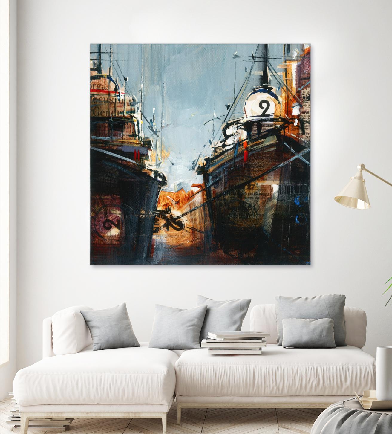 2 bateaux by Roland Palmaerts on GIANT ART - grey nautical