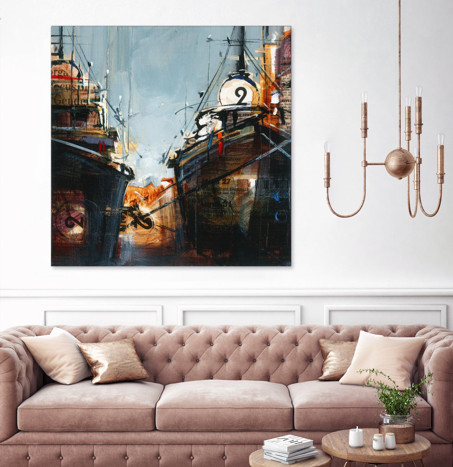 2 bateaux by Roland Palmaerts on GIANT ART - grey nautical