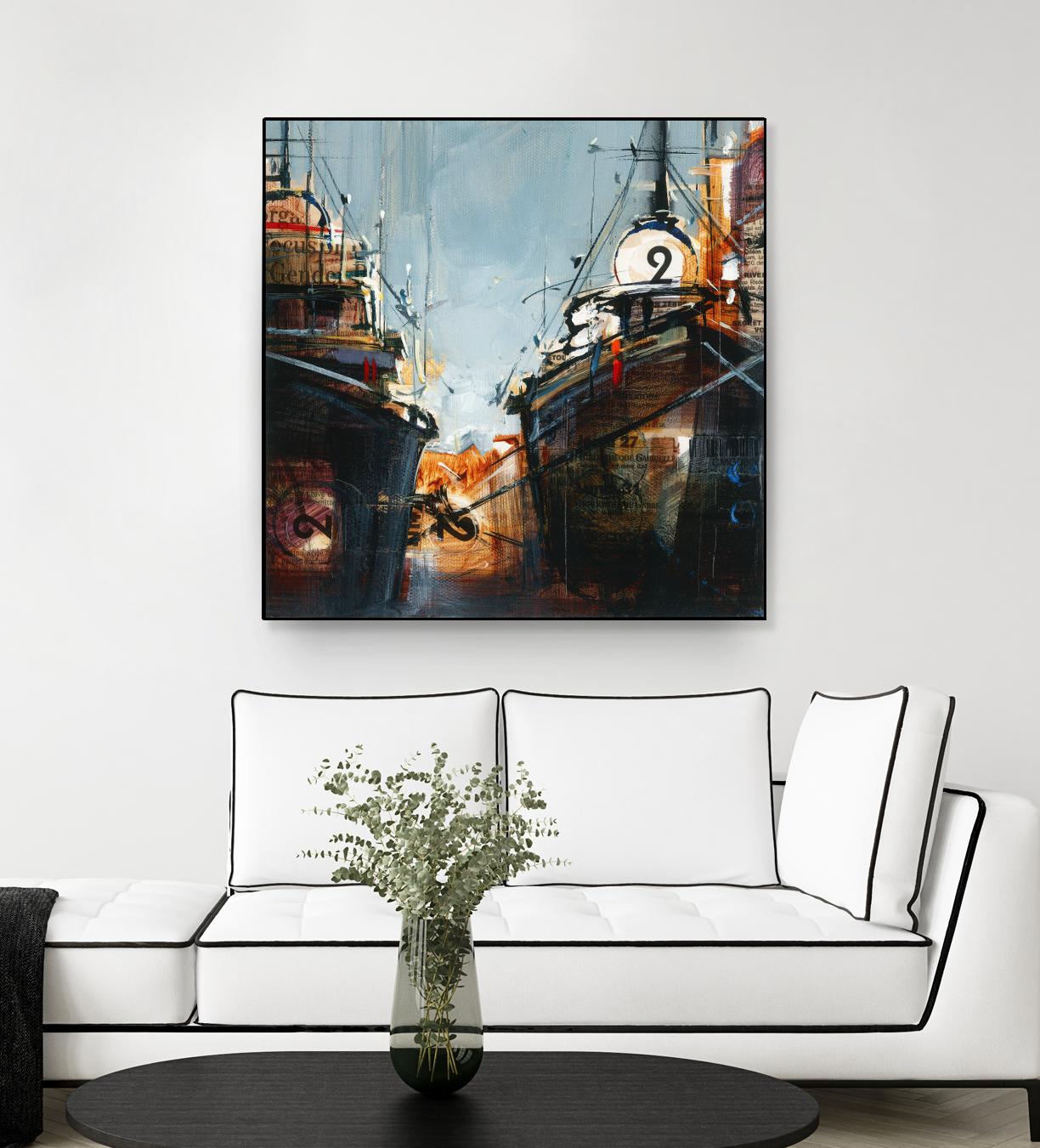 2 bateaux by Roland Palmaerts on GIANT ART - grey nautical
