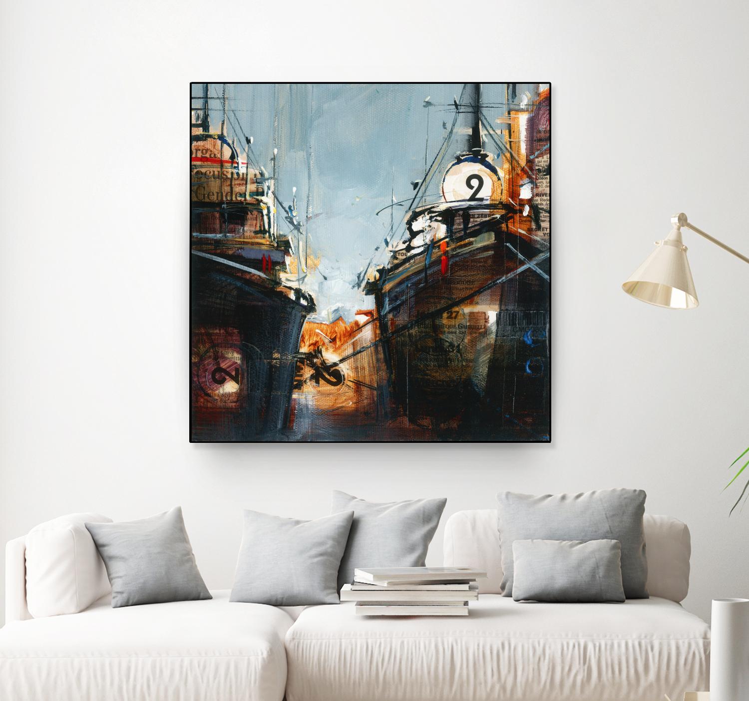2 bateaux by Roland Palmaerts on GIANT ART - grey nautical
