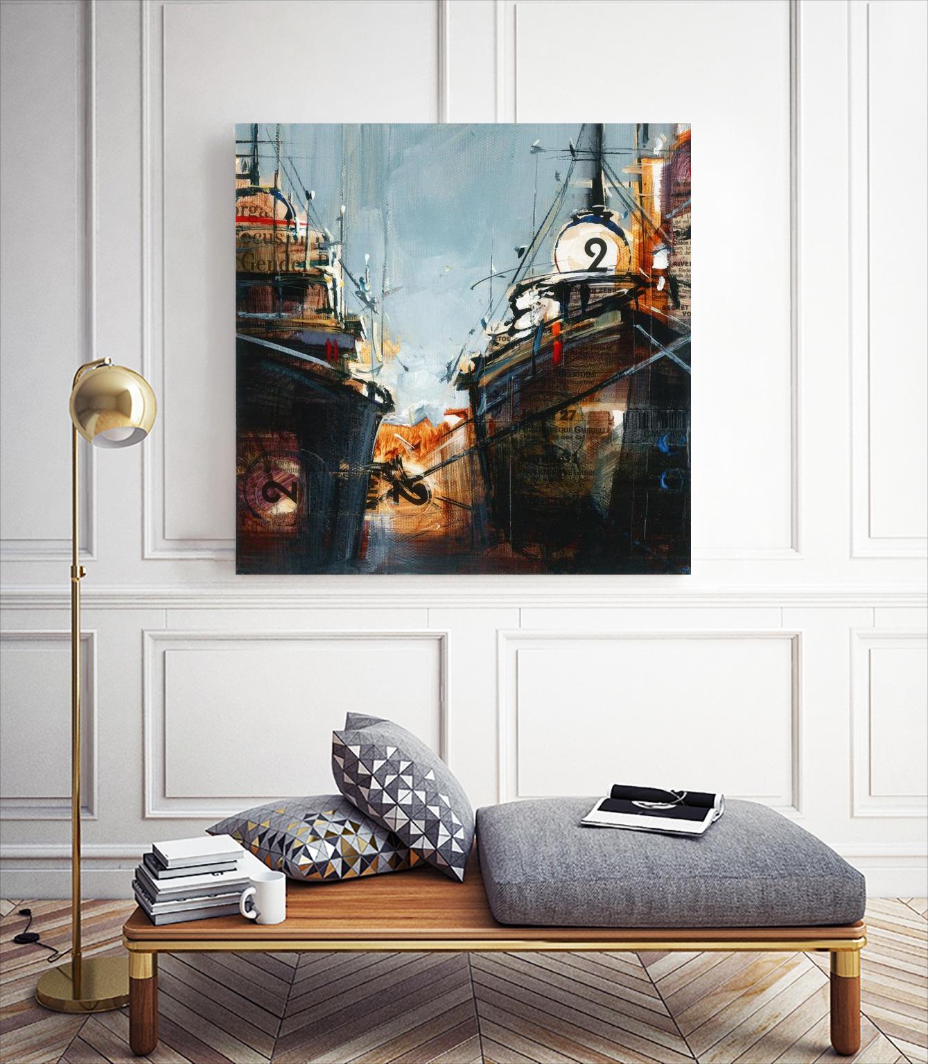 2 bateaux by Roland Palmaerts on GIANT ART - grey nautical