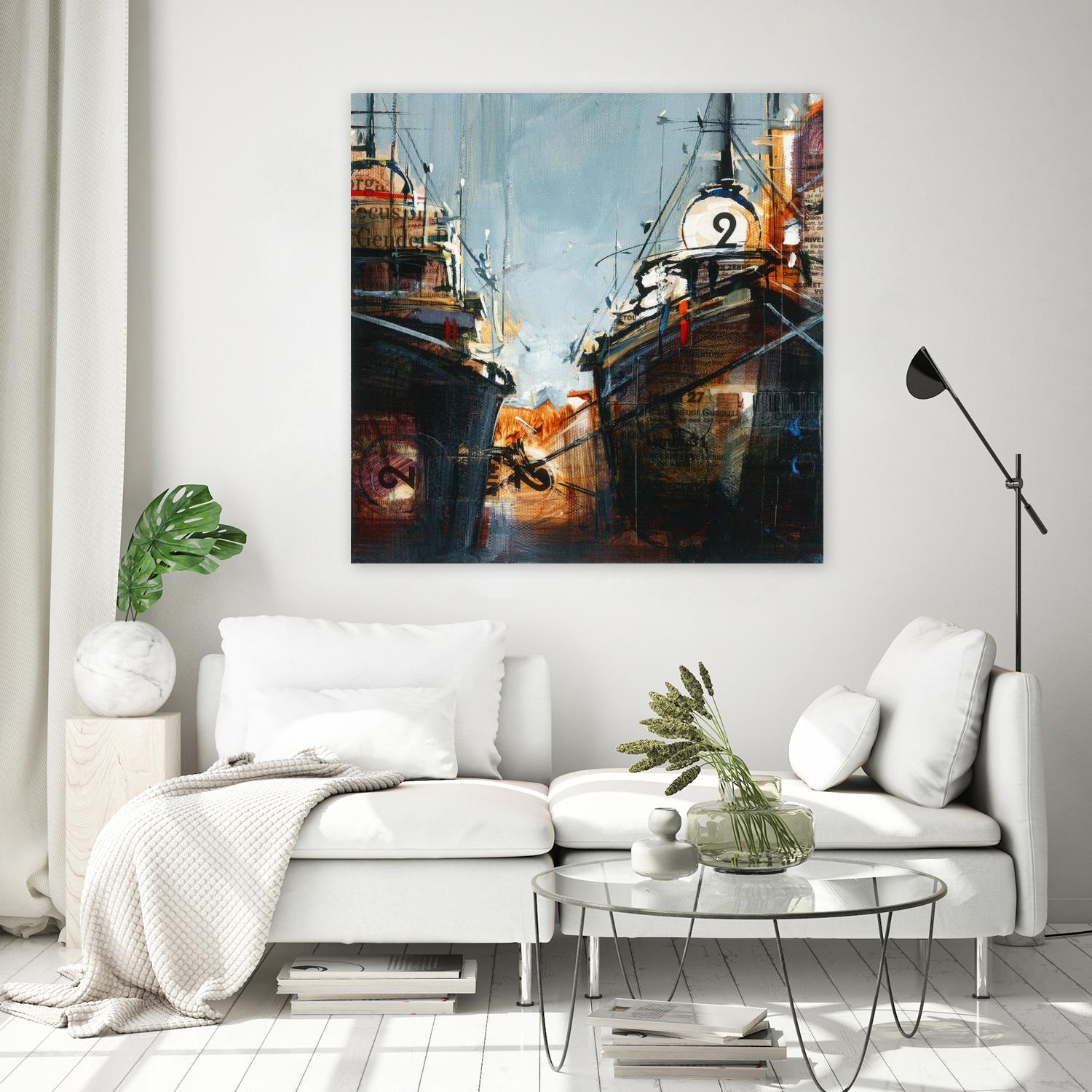 2 bateaux by Roland Palmaerts on GIANT ART - grey nautical