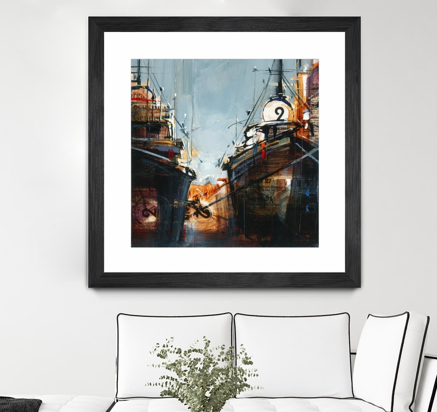 2 bateaux by Roland Palmaerts on GIANT ART - grey nautical