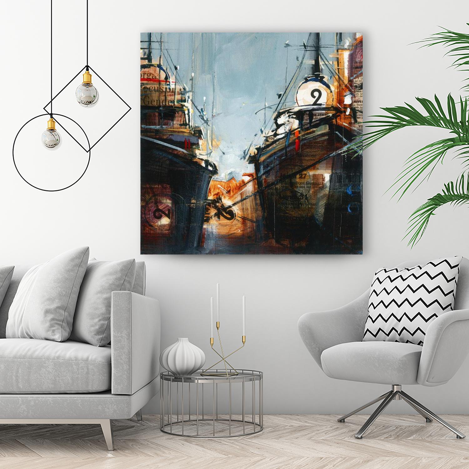 2 bateaux by Roland Palmaerts on GIANT ART - grey nautical