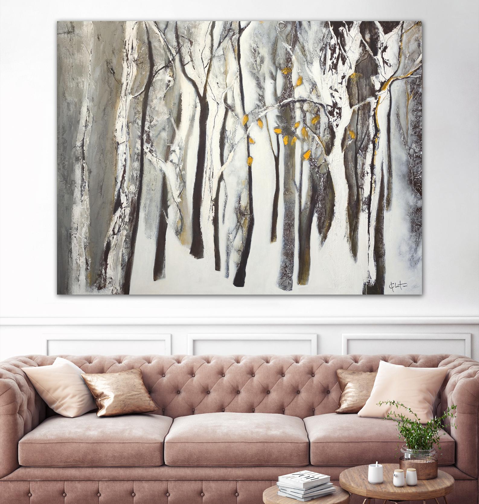La forêt blanche by Kathleen Cloutier on GIANT ART - grey trees