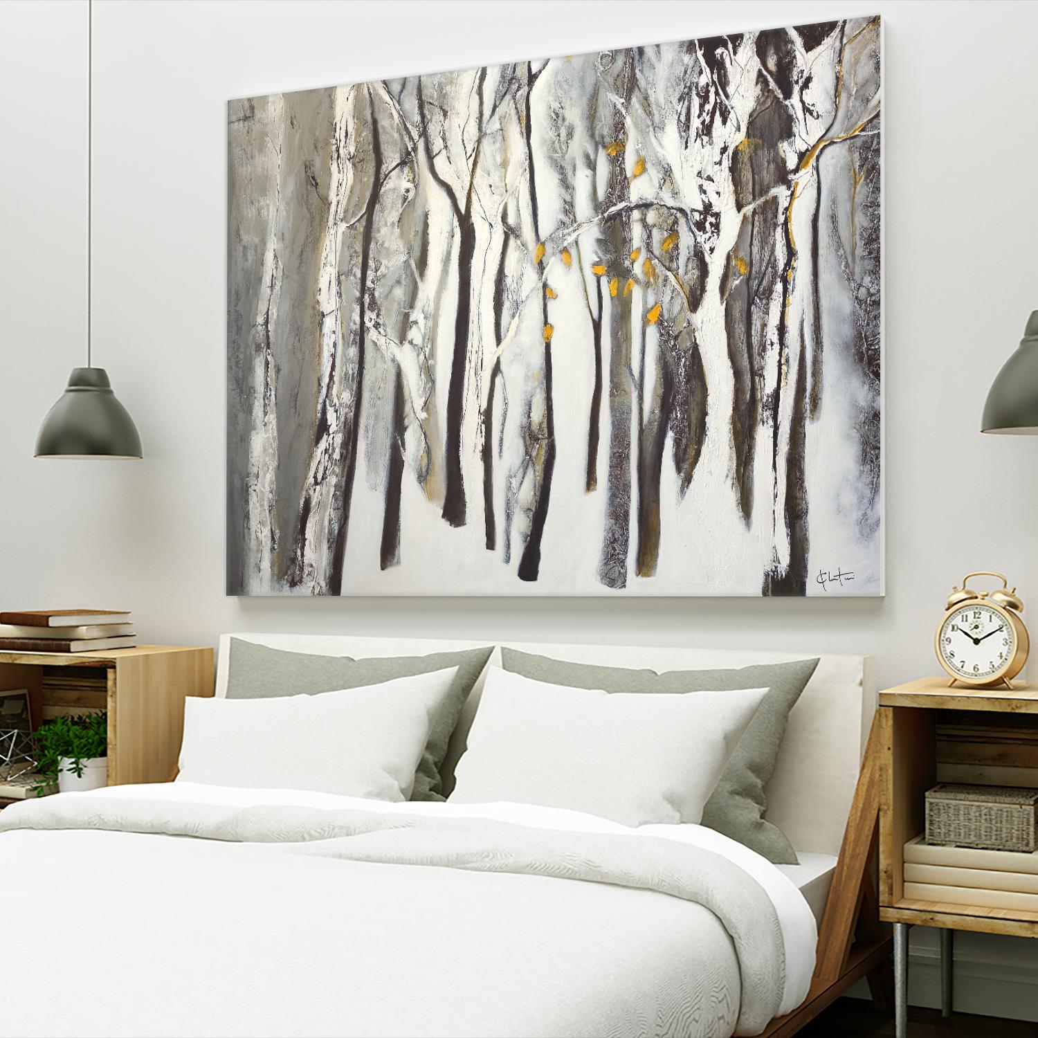La forêt blanche by Kathleen Cloutier on GIANT ART - grey trees
