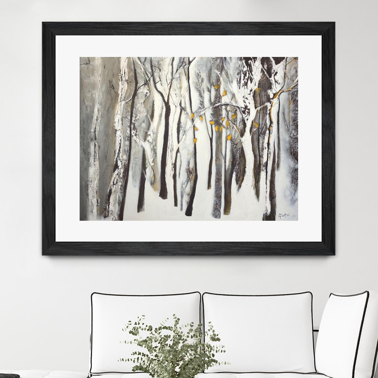 La forêt blanche by Kathleen Cloutier on GIANT ART - yellow trees artistes du québec