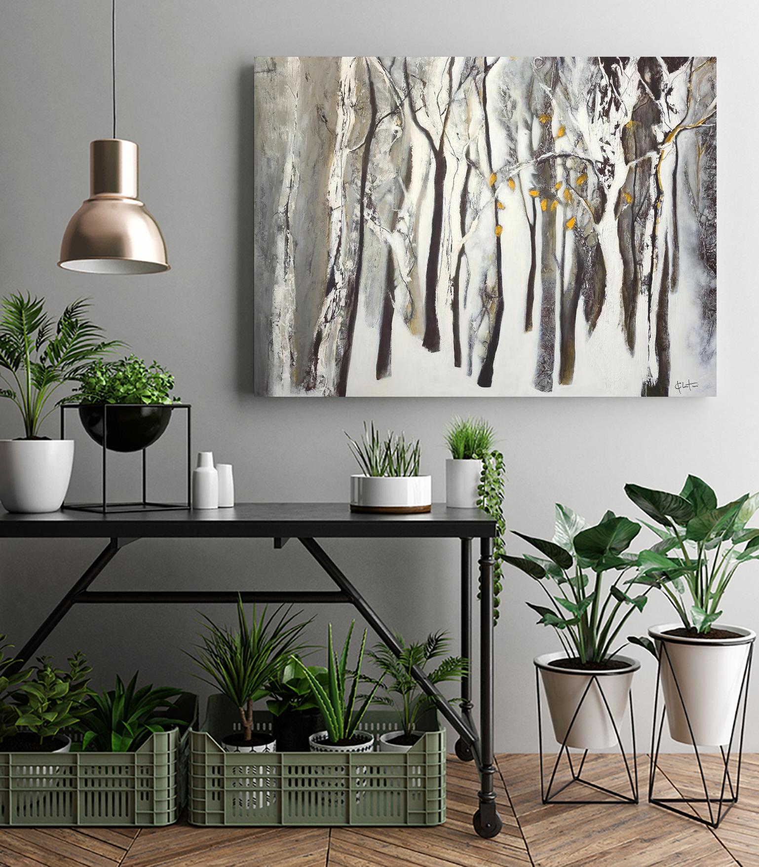 La forêt blanche by Kathleen Cloutier on GIANT ART - yellow trees artistes du québec