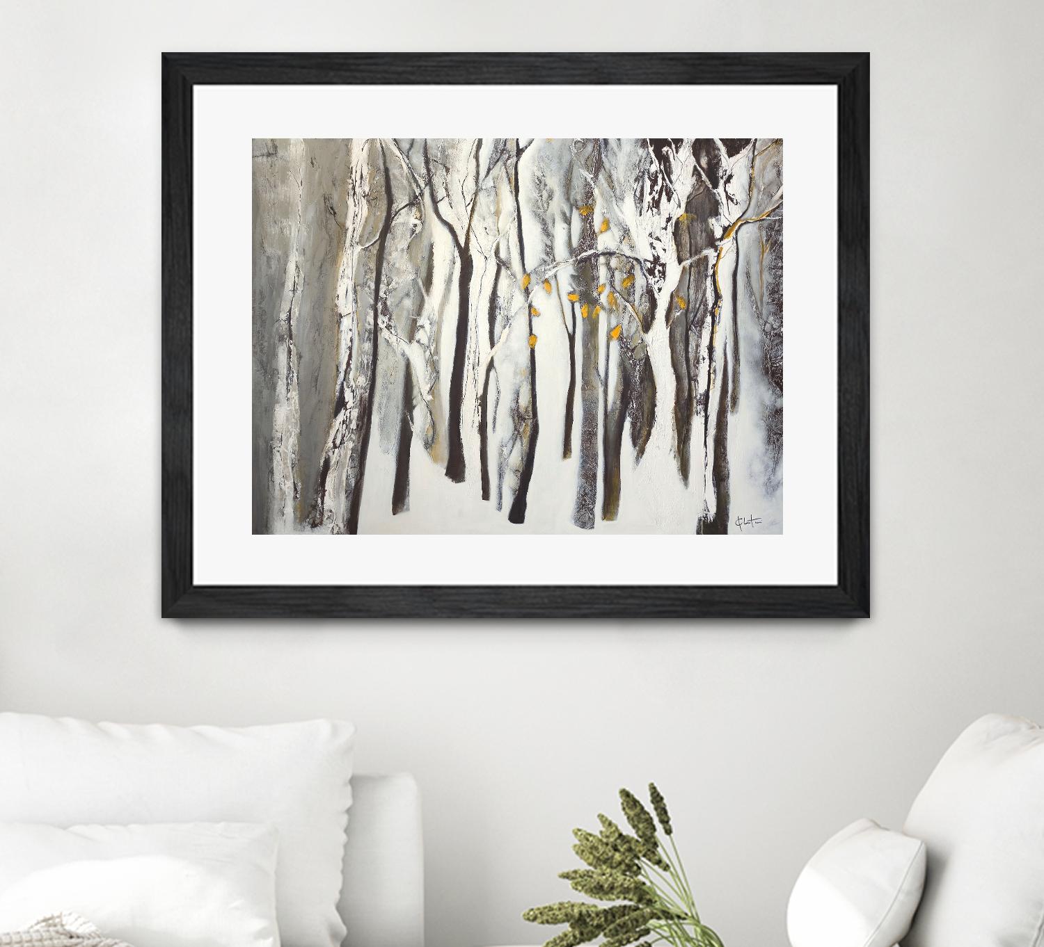 La forêt blanche by Kathleen Cloutier on GIANT ART - yellow trees artistes du québec