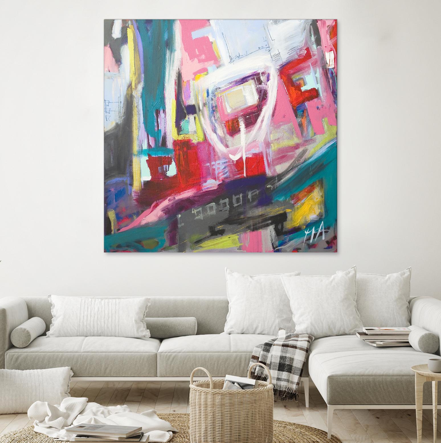 Chaos City II by Marc Archambault on GIANT ART - pink abstract
