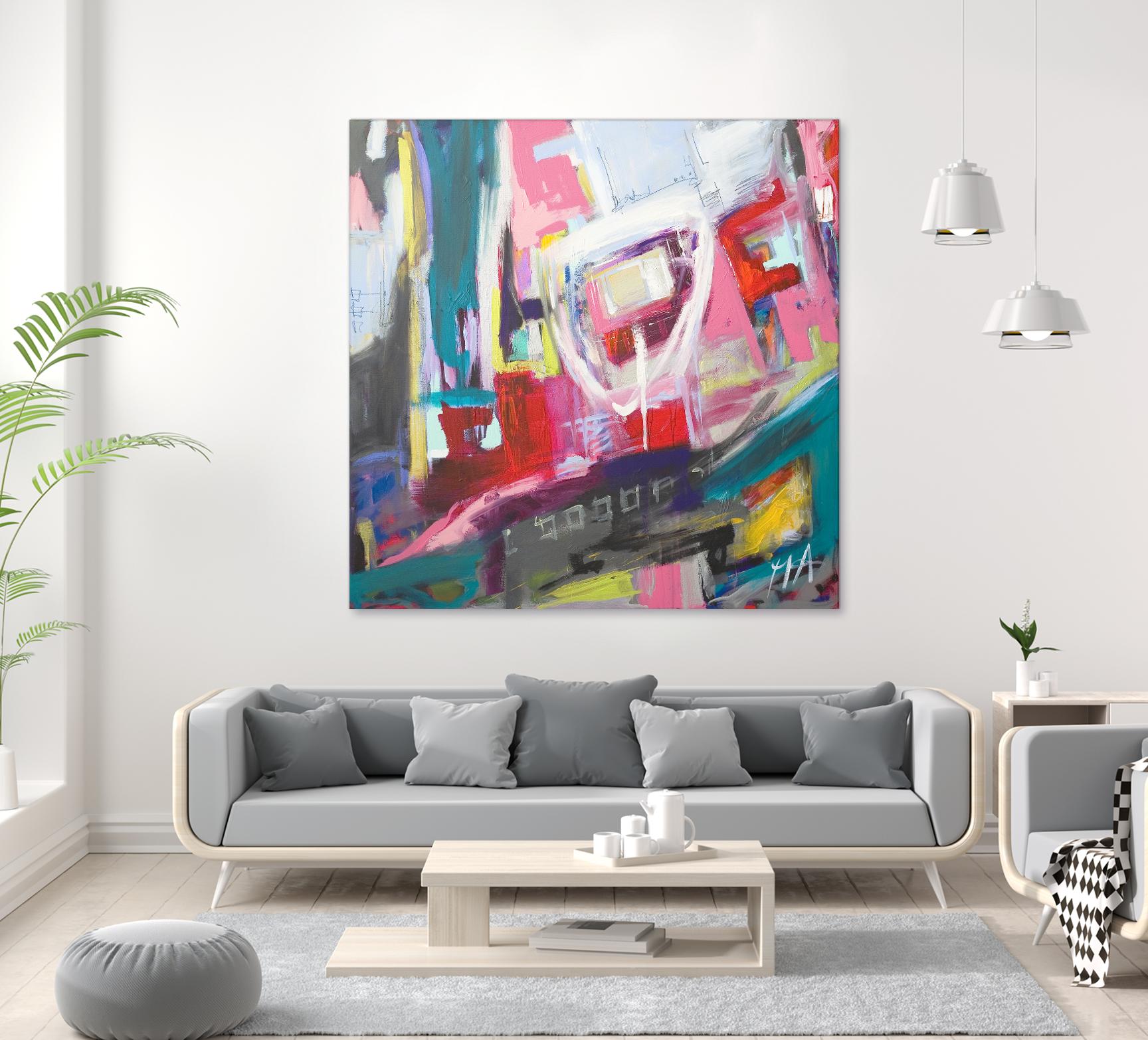 Chaos City II by Marc Archambault on GIANT ART - pink abstract