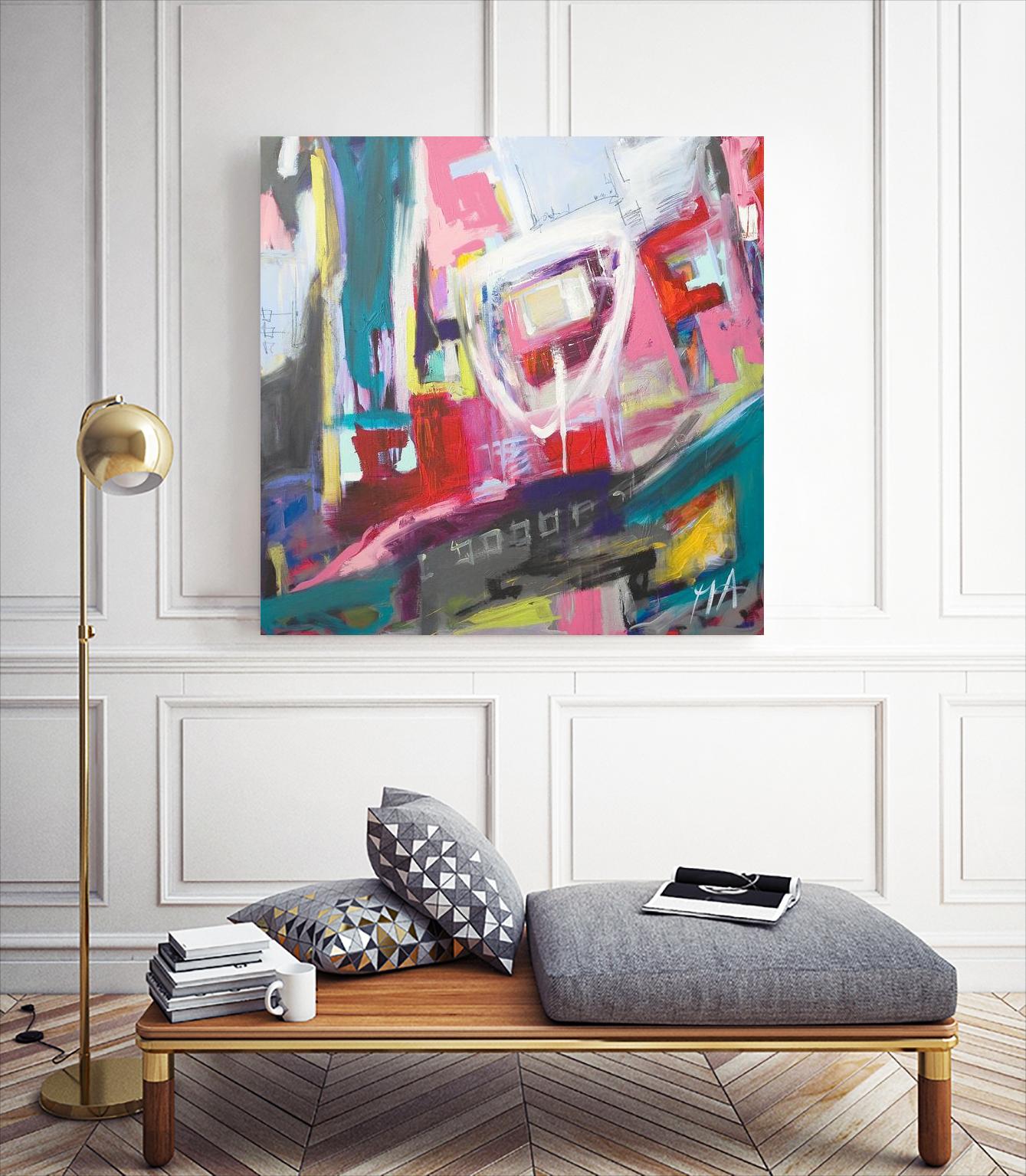 Chaos City II by Marc Archambault on GIANT ART - pink abstract