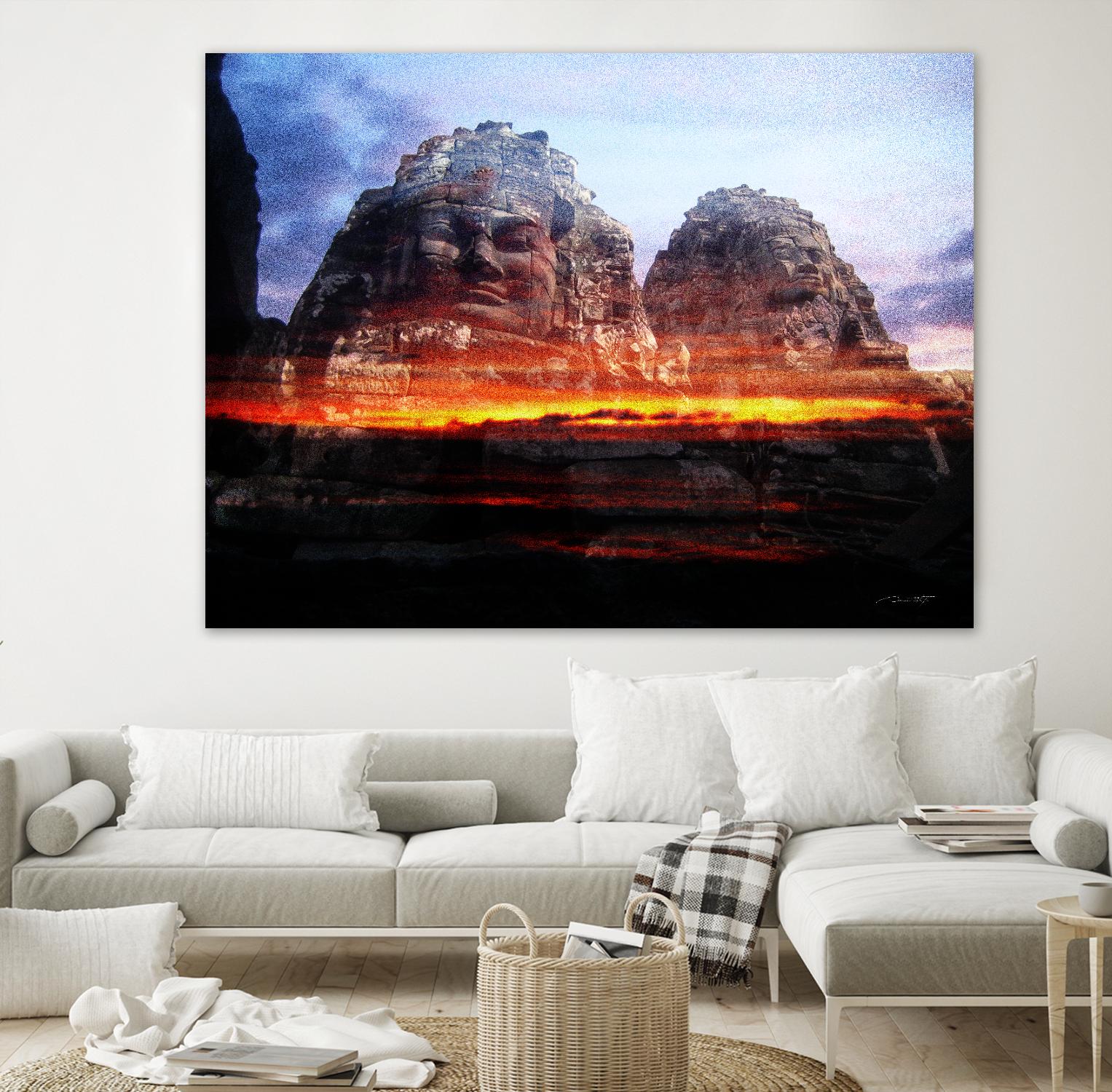 Cambodi Faces Fire by Daniel Stanford on GIANT ART - black photo art