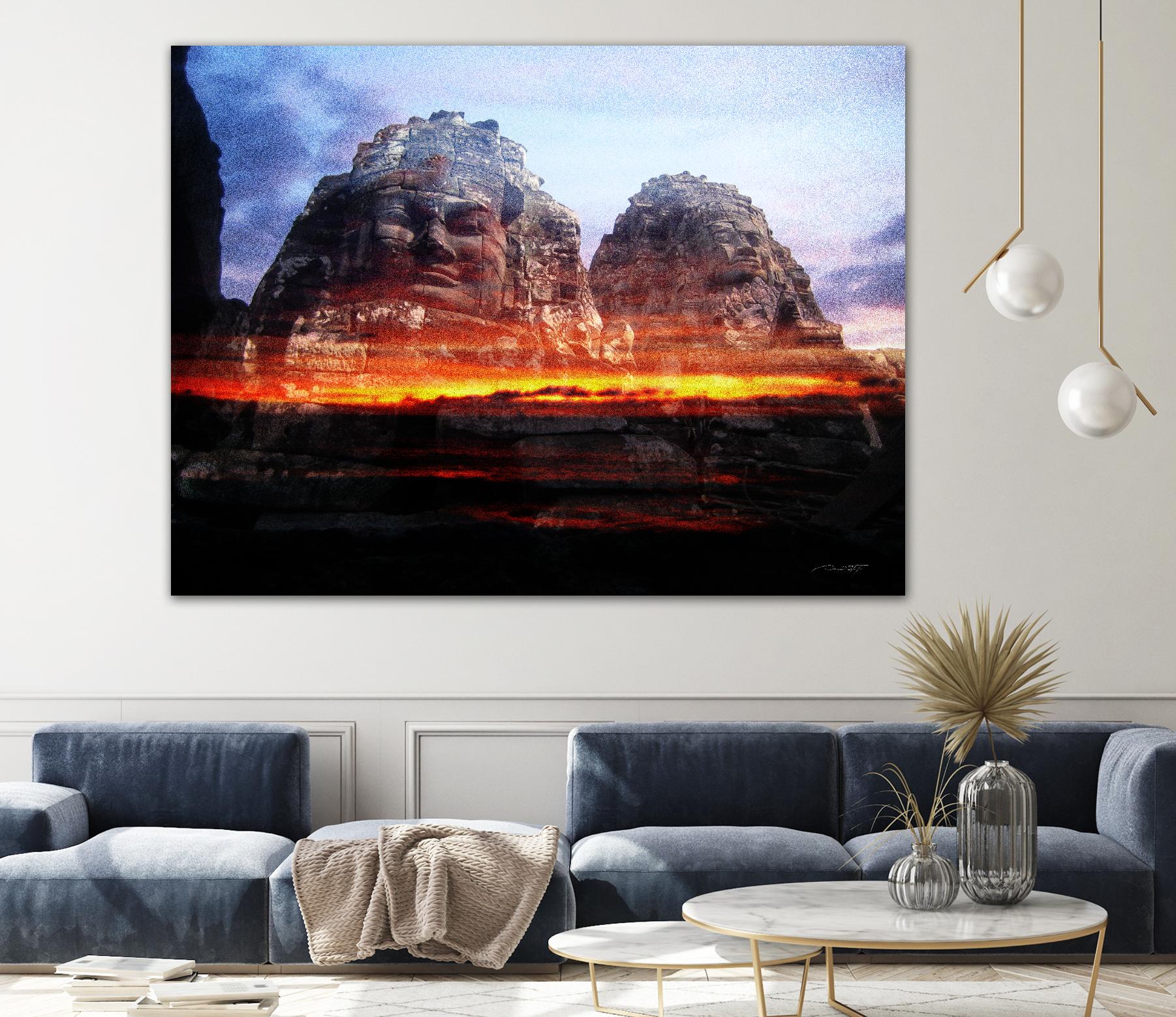 Cambodi Faces Fire by Daniel Stanford on GIANT ART - black photo art