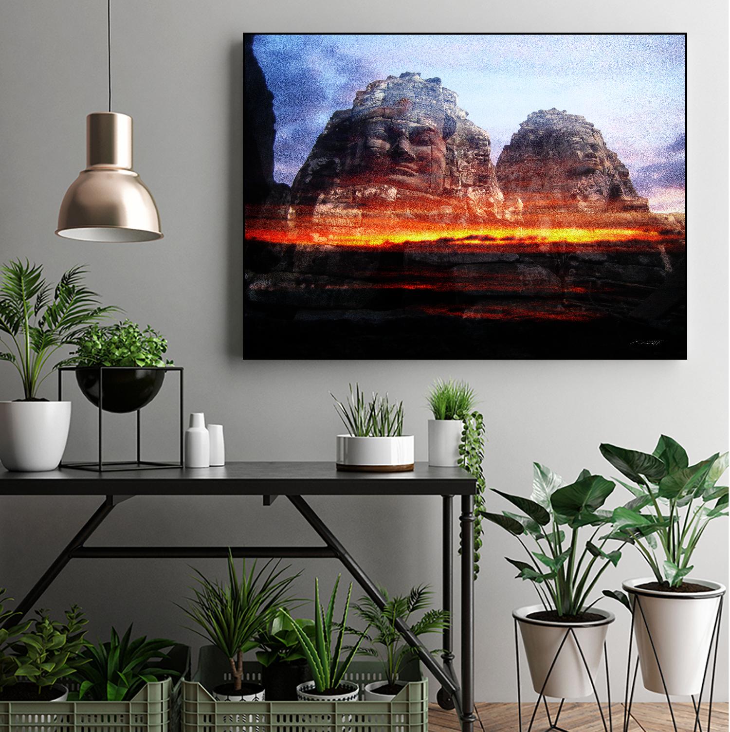 Cambodi Faces Fire by Daniel Stanford on GIANT ART - black photo art