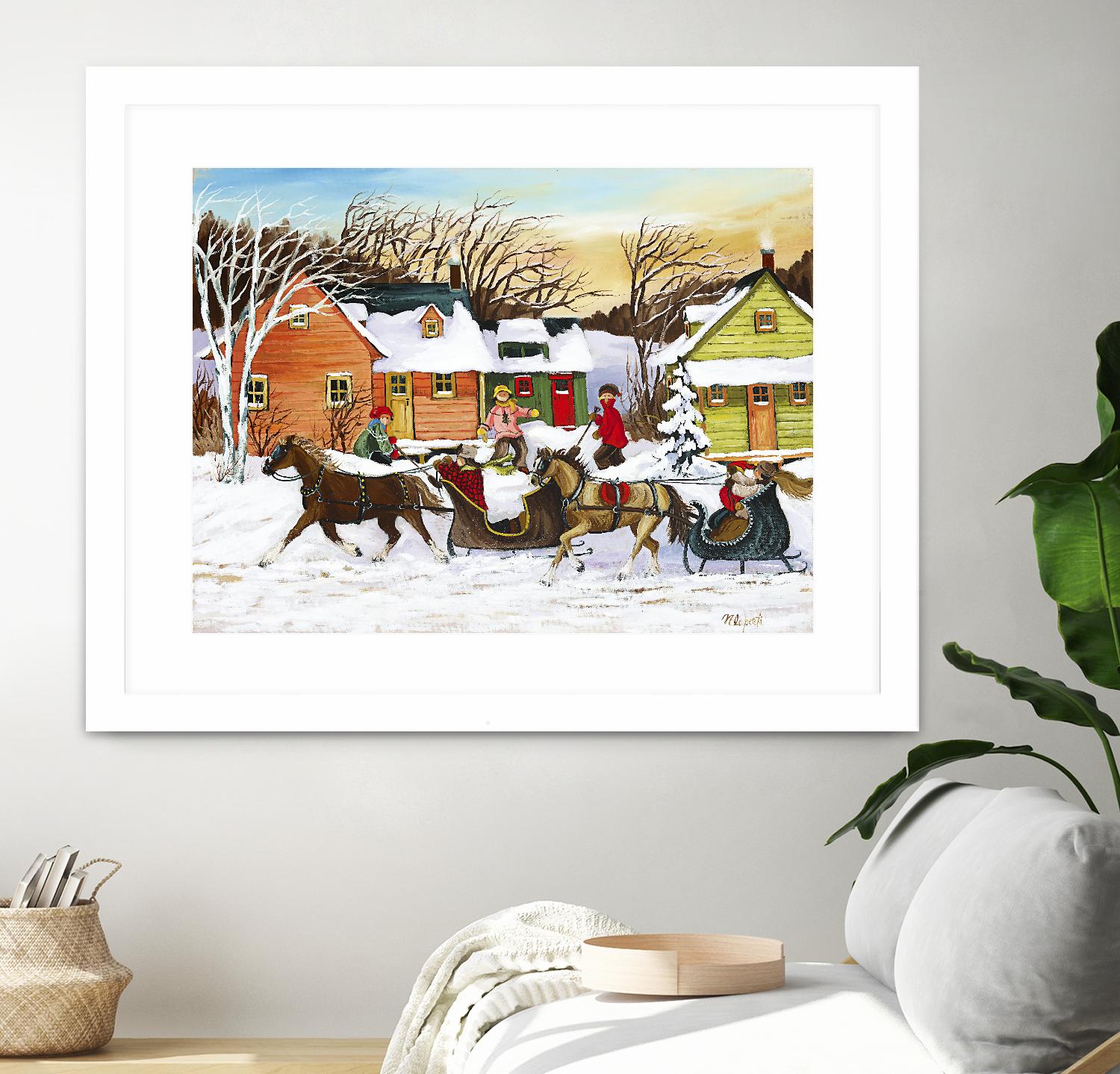 Premier arrivé by Nicole Laporte on GIANT ART - red winter scenes quebec artists