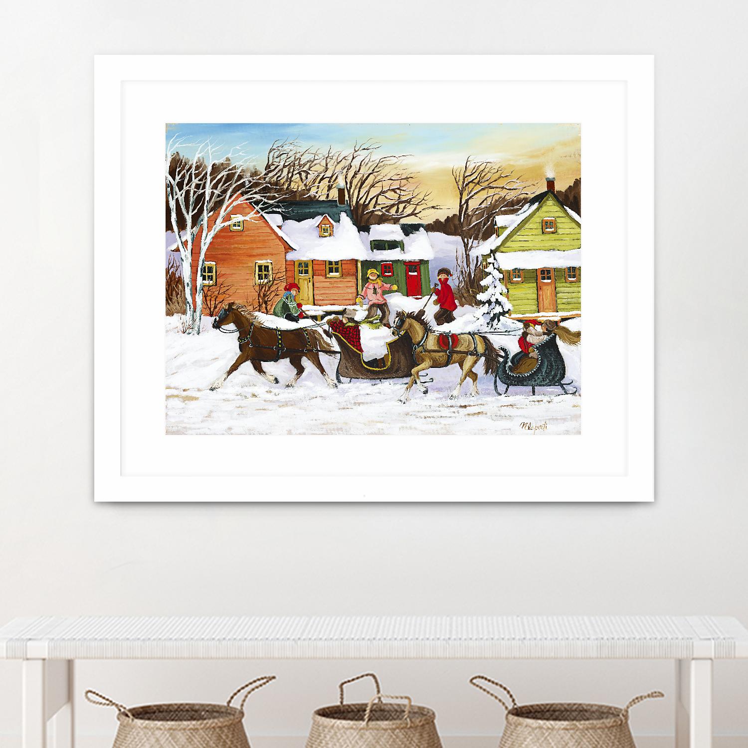 Premier arrivé by Nicole Laporte on GIANT ART - red winter scenes quebec artists