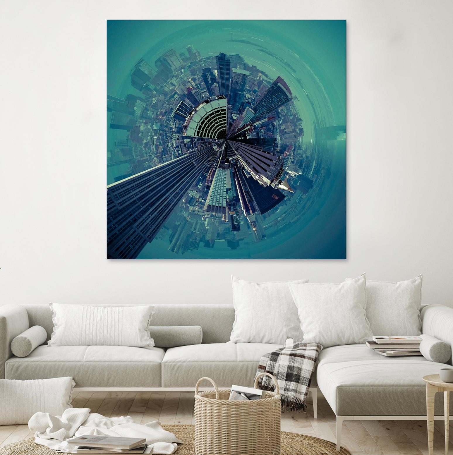 City Center III by Jean-François Dupuis on GIANT ART - turquoise city scene