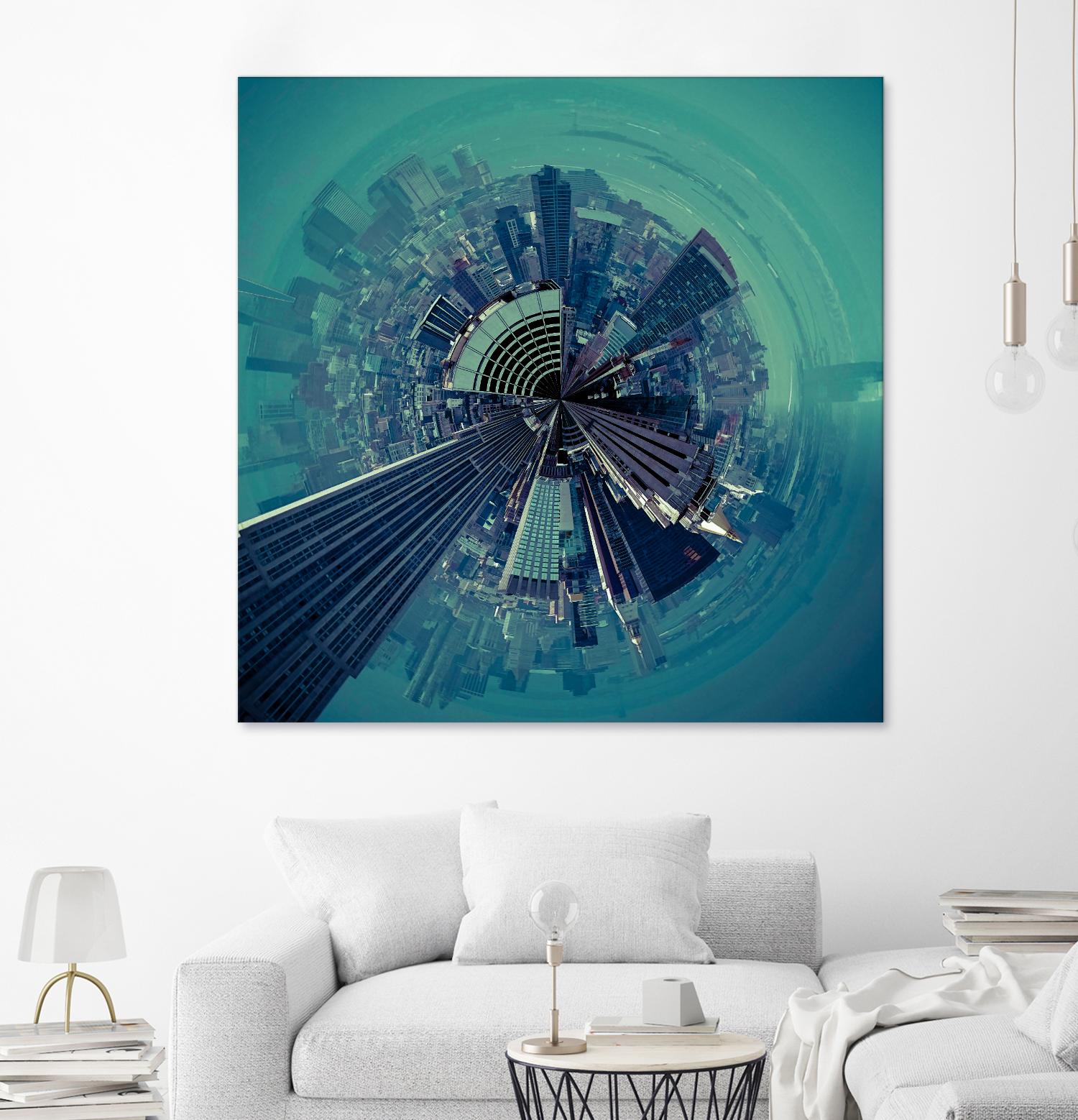 City Center III by Jean-François Dupuis on GIANT ART - turquoise city scene