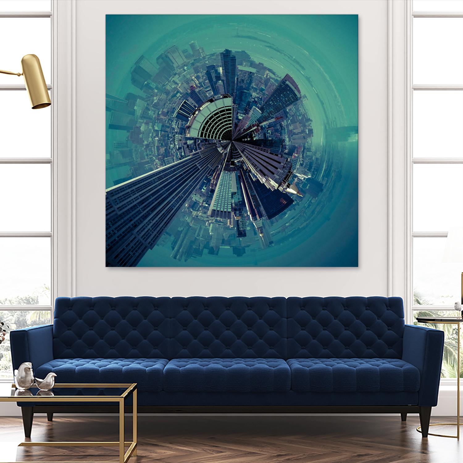 City Center III by Jean-François Dupuis on GIANT ART - turquoise city scene