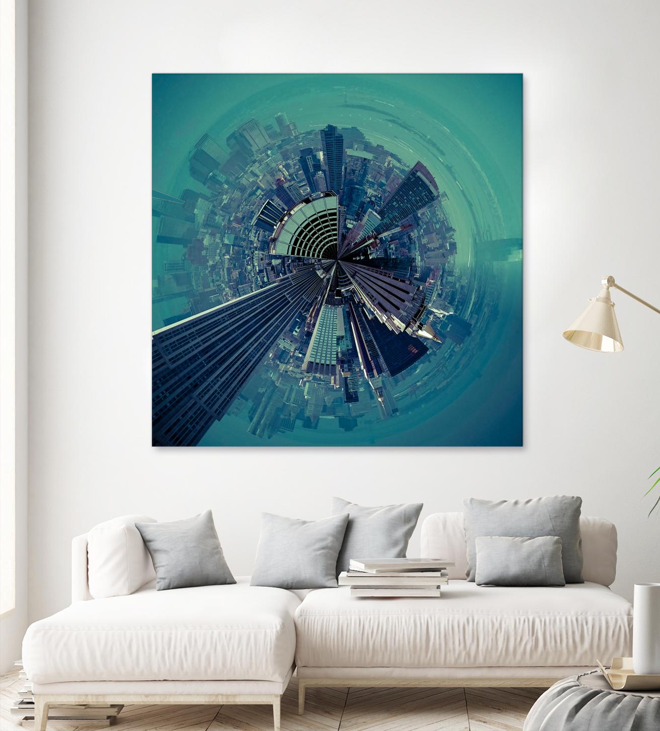 City Center III by Jean-François Dupuis on GIANT ART - turquoise city scene