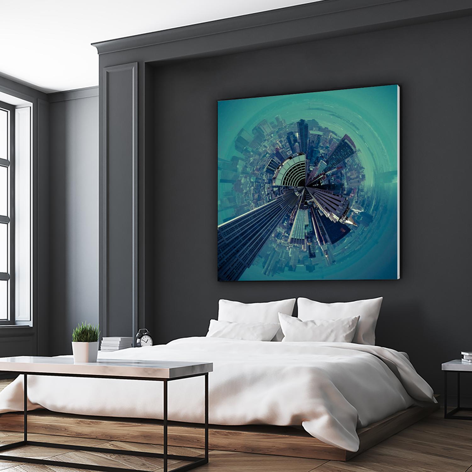 City Center III by Jean-François Dupuis on GIANT ART - turquoise city scene